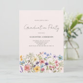 ピンクワイルドフラワーフローラ卒業パーティー 招待状 (スタンド正面)