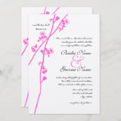 ピンクワイルドフラワーブランチ結婚式招待状 招待状 (正面/裏面)