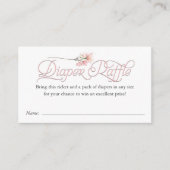 ピンクワイルドフラワーベビーガールおむつラッフルチケット エンクロージャーカード (正面)