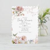 ピンクワイルドフラワーベビーシャワー招待状 (スタンド正面)