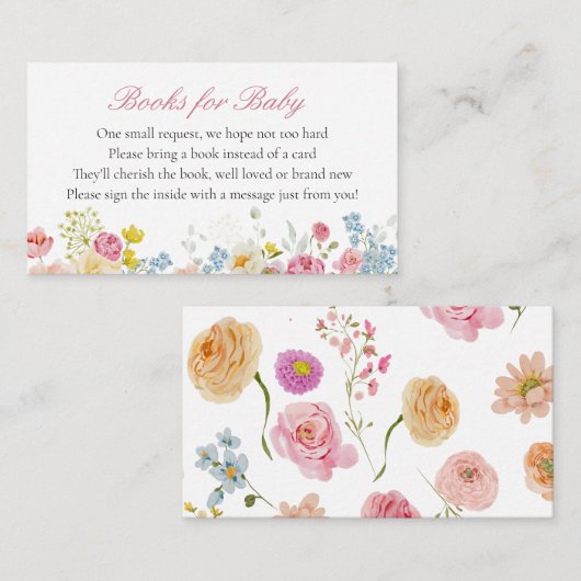 ピンクワイルドフラワーベビーライブラリ要求エンクロージャ エンクロージャーカード (正面/裏面)