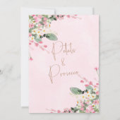 ピンクワイルドフラワーペタルプロセッコブライダルシャワー 招待状 (裏面)