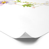 ピンクワイルドフラワーボウブライダルシャワーウェルカムサイン ポスター (角)