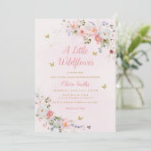 ピンクワイルドフラワーボホガールベビーシャワー 招待状 (スタンド正面)