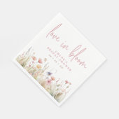 ピンクワイルドフラワーラブイン開花ブライダルシャワー スタンダードランチョンナプキン (角)