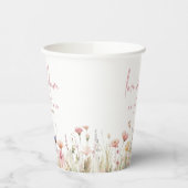 ピンクワイルドフラワーラブイン開花ブライダルシャワー 紙コップ (左)