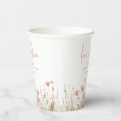 ピンクワイルドフラワーラブイン開花ブライダルシャワー 紙コップ (右)