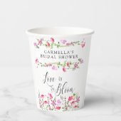 ピンクワイルドフラワーラブ開花ブライダルシャワー 紙コップ (正面)