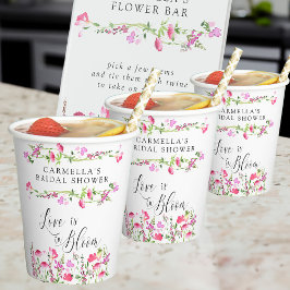 ピンクワイルドフラワーラブ開花ブライダルシャワー 紙コップ