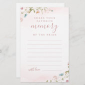 ピンクワイルドフラワー共有メモリブライダルシャワー (正面/裏面)