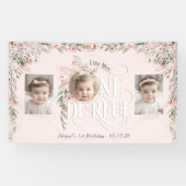 ピンクワイルドフラワー恋しく思オンエダーフル第1写真背景 横断幕 (横)