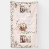 ピンクワイルドフラワー恋しく思オンエダーフル第1写真背景 横断幕 (縦)