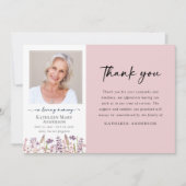 ピンクワイルドフラワー悔やみや弔慰葬儀 サンキューカード (正面)