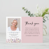 ピンクワイルドフラワー悔やみや弔慰葬儀 サンキューカード (スタンド正面)