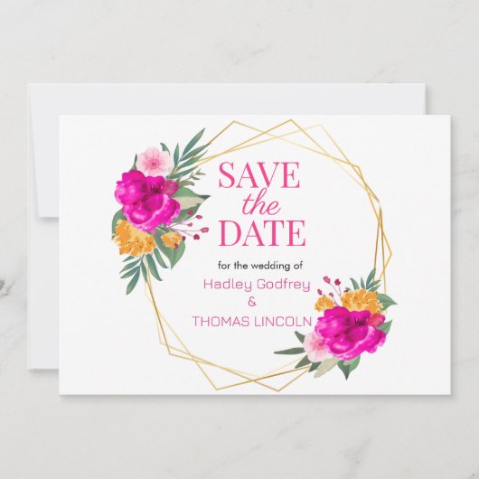 ピンクワイルドフラワー春保存日 招待状 (正面)