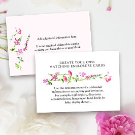 ピンクワイルドフラワー独自の作成空白の エンクロージャーカード