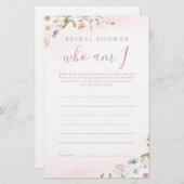 ピンクワイルドフラワー私はブライダルシャワーゲーム (正面/裏面)