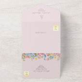 ピンクワイルドフラワー素朴ボホ結婚ズ オールインワン招待状 (外側)