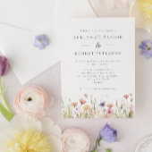 ピンクワイルドフラワー素朴春の結婚式 招待状