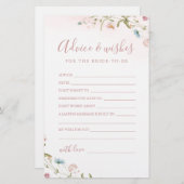 ピンクワイルドフラワー結婚のアドバイス&ウィッシュズカード (正面/裏面)