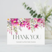 ピンクワイルドフラワー結婚ズフローラありがとう カード (スタンド正面)