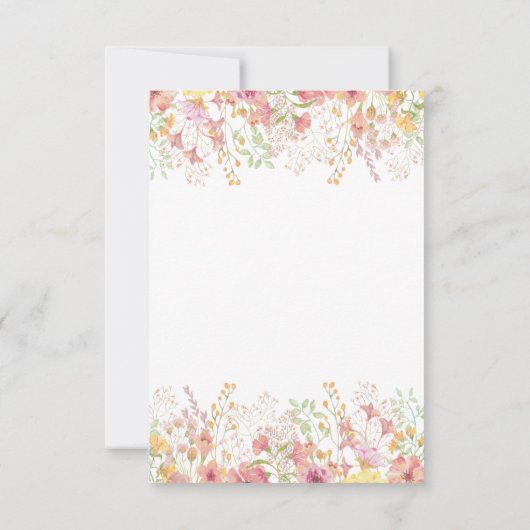 ピンクワイルドフラワー結婚フローラ 出欠カード (裏面)