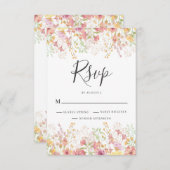 ピンクワイルドフラワー結婚フローラ 出欠カード (正面/裏面)