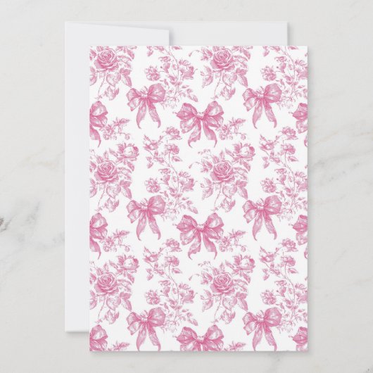 ピンクワイルドフラワー茶の花嫁と新郎トリビアゲームカード 案内状 (裏面)