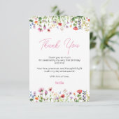 ピンクワイルドフラワー1st誕生日サンキューカード サンキューカード (スタンド正面)
