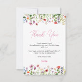 ピンクワイルドフラワー1st誕生日サンキューカード サンキューカード (正面)