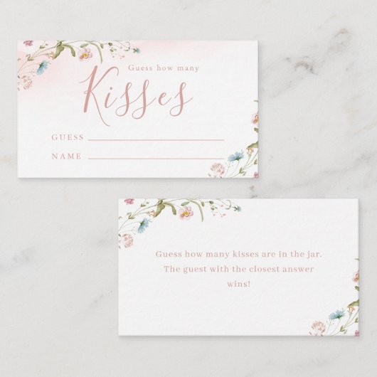 ピンクワイルドフラワーboho推測キスゲームの数 エンクロージャーカード (正面/裏面)