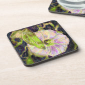 ピンクワイルドモーニンググローリーフラワーアート コースター (左側)
