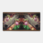 ピンクワイルドレディースリッパーオーキッドフラワーパーソナライズされた デスクマット (正面)