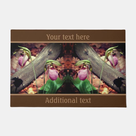 ピンクワイルドレディースリッパーオーキッドフラワーパーソナライズされた ドアマット (正面)