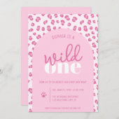 ピンクワイルドワンガールファースト誕生日招待状 招待状 (正面/裏面)