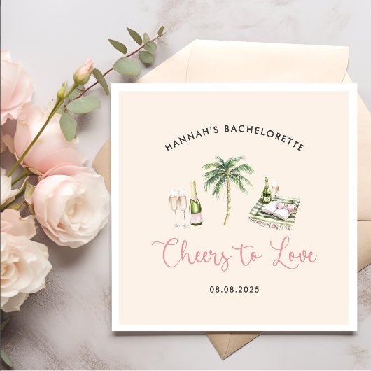 ピンクワインカントリーバチェロレッテ週末 スタンダードカクテルナプキン