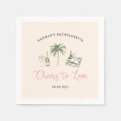 ピンクワインカントリーバチェロレッテ週末 スタンダードカクテルナプキン (正面)