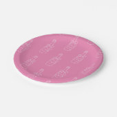 ピンクワインシャンパンボトルパターンブライダルシャワー ペーパープレート (アングル)