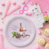 ピンクワイン誕生日 ペーパープレート (パーティー)