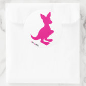 ピンクワラビー丸ステッカー ラウンドシール (バッグ)