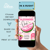 ピンクワンインアメロン1stスイカガール誕生日 招待状