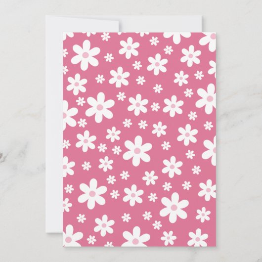 ピンクワングルービーガールレトロレインボーファースト誕生日 招待状 (裏面)