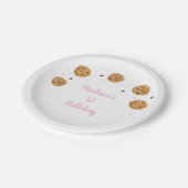 ピンクワンスイートクッキーファースト誕生日 ペーパープレート (アングル)