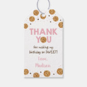 ピンクワンスウィートクッキー最初の誕生日ありがとう ギフトタグ (正面)