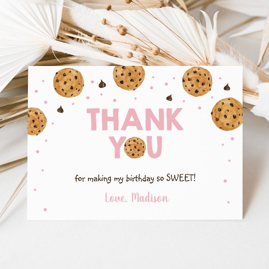 ピンクワンスウィートクッキー誕生日ありがとう サンキューカード