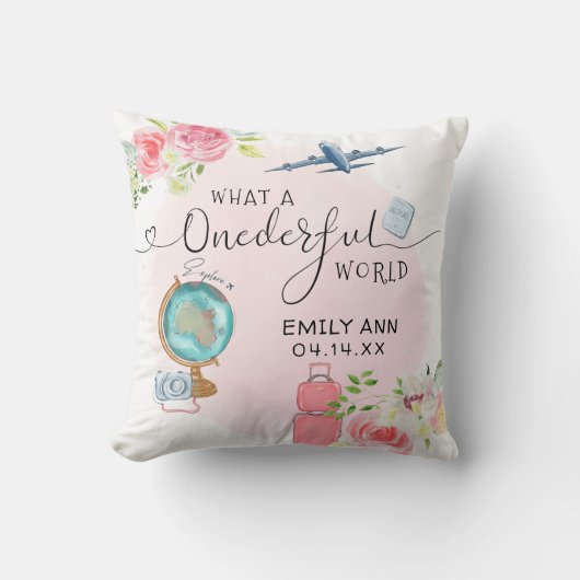 ピンクワンダーフルワールドガールズ第1回誕生日 クッション (正面)