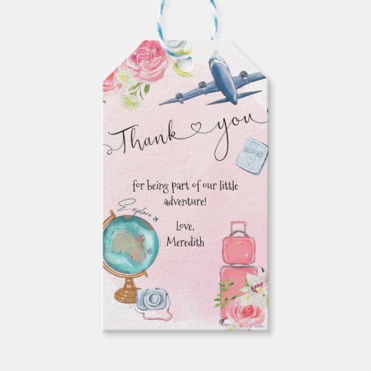 ピンクワンダーフルワールドガールズ1stバースデーギフトラベル ギフトタグ (正面)