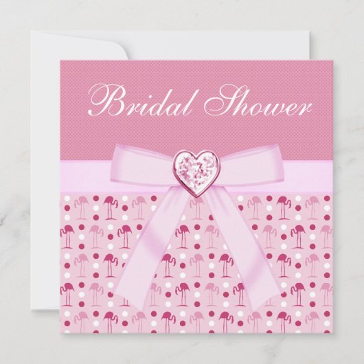 ピンクワンダーランドフラミンゴスブライダルシャワー招待状 招待状 (正面)