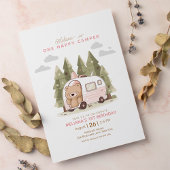 ピンクワンハッピーカンパーファースト誕生日 招待状