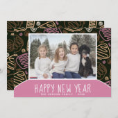 ピンクワンライン形状パターンフォト2025年新年 シーズンカード (正面/裏面)